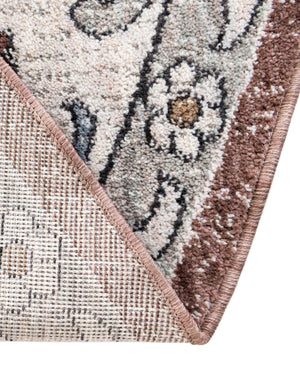 Dusty Rose 7' x 7' Eco Traditional Round Area Rug 100% Recycled Space Dyed Polyester With Cotton Backing Classic Pattern Carpet for Living, Dining, Office Space for Sale at Rug Engine
