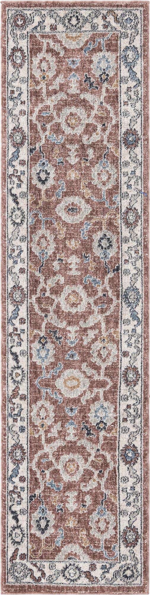 Dusty Rose 2' x 8' Eco Traditional Runner Area Rug 100% Recycled Space Dyed Polyester With Cotton Backing Classic Pattern Carpet for Living, Dining, Office Space for Sale at Rug Engine