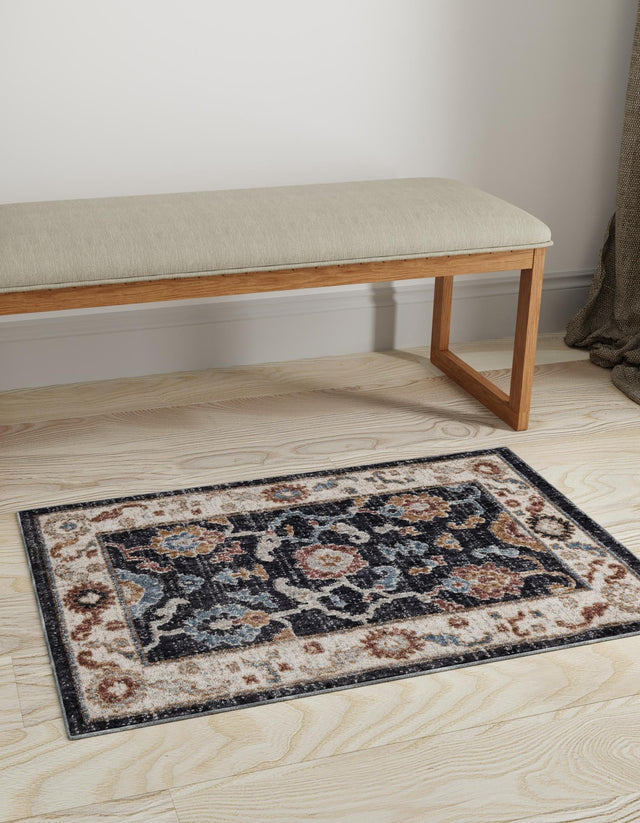 Charcoal Gray 10' x 13' Eco Traditional Rectangle Area Rug 100% Recycled Space Dyed Polyester With Cotton Backing Classic Pattern Carpet for Living, Dining, Office Space for Sale at Rug Engine