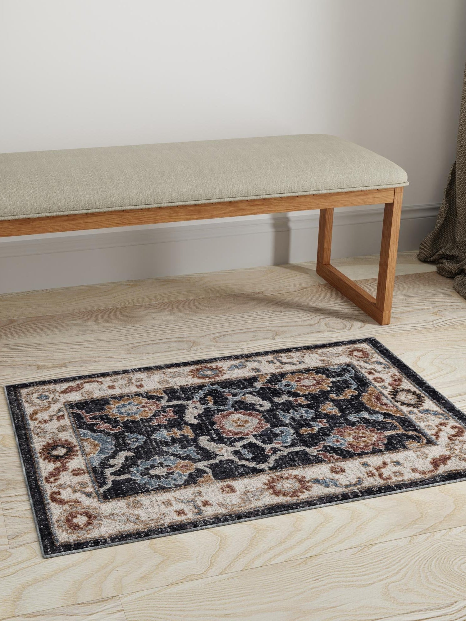 Charcoal Gray 5' 3 x 8' Eco Traditional Rectangle Area Rug 100% Recycled Space Dyed Polyester With Cotton Backing Classic Pattern Carpet for Living, Dining, Office Space for Sale at Rug Engine