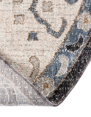 Charcoal Gray 3' 3 x 3' 3 Eco Traditional Round Area Rug 100% Recycled Space Dyed Polyester With Cotton Backing Classic Pattern Carpet for Living, Dining, Office Space for Sale at Rug Engine