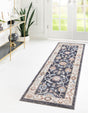 Charcoal Gray 2' x 6' Eco Traditional Runner Area Rug 100% Recycled Space Dyed Polyester With Cotton Backing Classic Pattern Carpet for Living, Dining, Office Space for Sale at Rug Engine