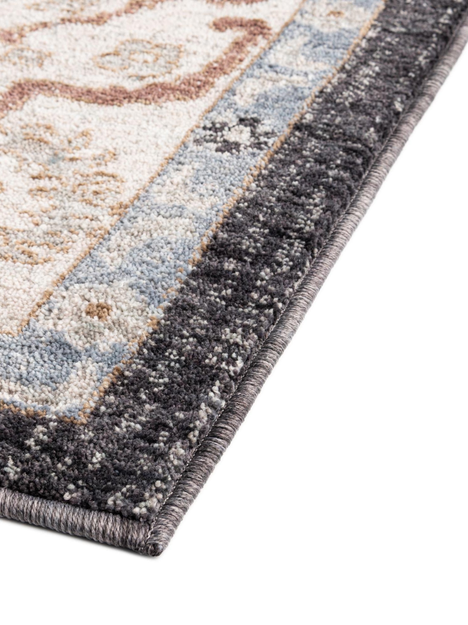 Charcoal Gray 2' 7 x 12' Eco Traditional Runner Area Rug 100% Recycled Space Dyed Polyester With Cotton Backing Classic Pattern Carpet for Living, Dining, Office Space for Sale at Rug Engine