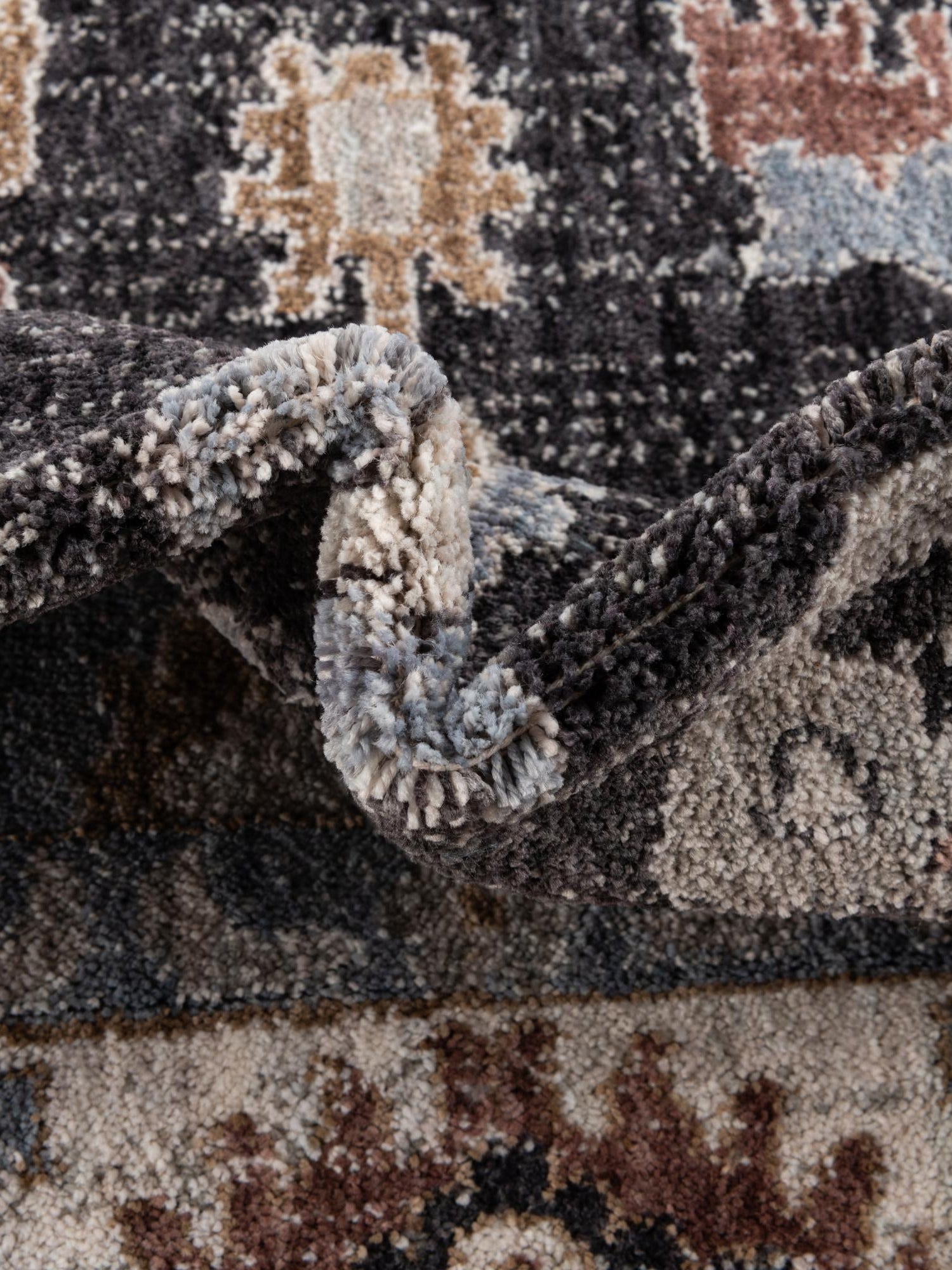 Charcoal Gray 2' 7 x 12' Eco Traditional Runner Area Rug 100% Recycled Space Dyed Polyester With Cotton Backing Classic Pattern Carpet for Living, Dining, Office Space for Sale at Rug Engine