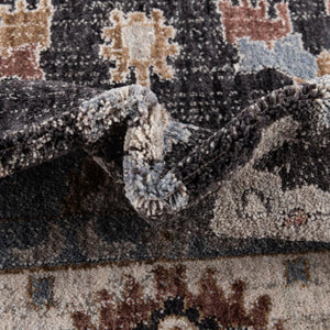 Charcoal Gray 2' 7 x 12' Eco Traditional Runner Area Rug 100% Recycled Space Dyed Polyester With Cotton Backing Classic Pattern Carpet for Living, Dining, Office Space for Sale at Rug Engine