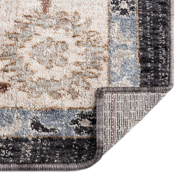 Charcoal Gray 2' x 8' Eco Traditional Runner Area Rug 100% Recycled Space Dyed Polyester With Cotton Backing Classic Pattern Carpet for Living, Dining, Office Space for Sale at Rug Engine