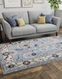 Harbor Blue 4' x 6' Eco Traditional Rectangle Area Rug 100% Recycled Space Dyed Polyester With Cotton Backing Classic Pattern Carpet for Living, Dining, Office Space for Sale at Rug Engine