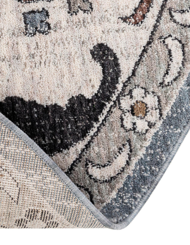 Harbor Blue 7' x 7' Eco Traditional Round Area Rug 100% Recycled Space Dyed Polyester With Cotton Backing Classic Pattern Carpet for Living, Dining, Office Space for Sale at Rug Engine