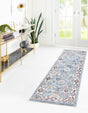 Harbor Blue 2' x 8' Eco Traditional Runner Area Rug 100% Recycled Space Dyed Polyester With Cotton Backing Classic Pattern Carpet for Living, Dining, Office Space for Sale at Rug Engine