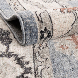 Harbor Blue 2' 7 x 12' Eco Traditional Runner Area Rug 100% Recycled Space Dyed Polyester With Cotton Backing Classic Pattern Carpet for Living, Dining, Office Space for Sale at Rug Engine