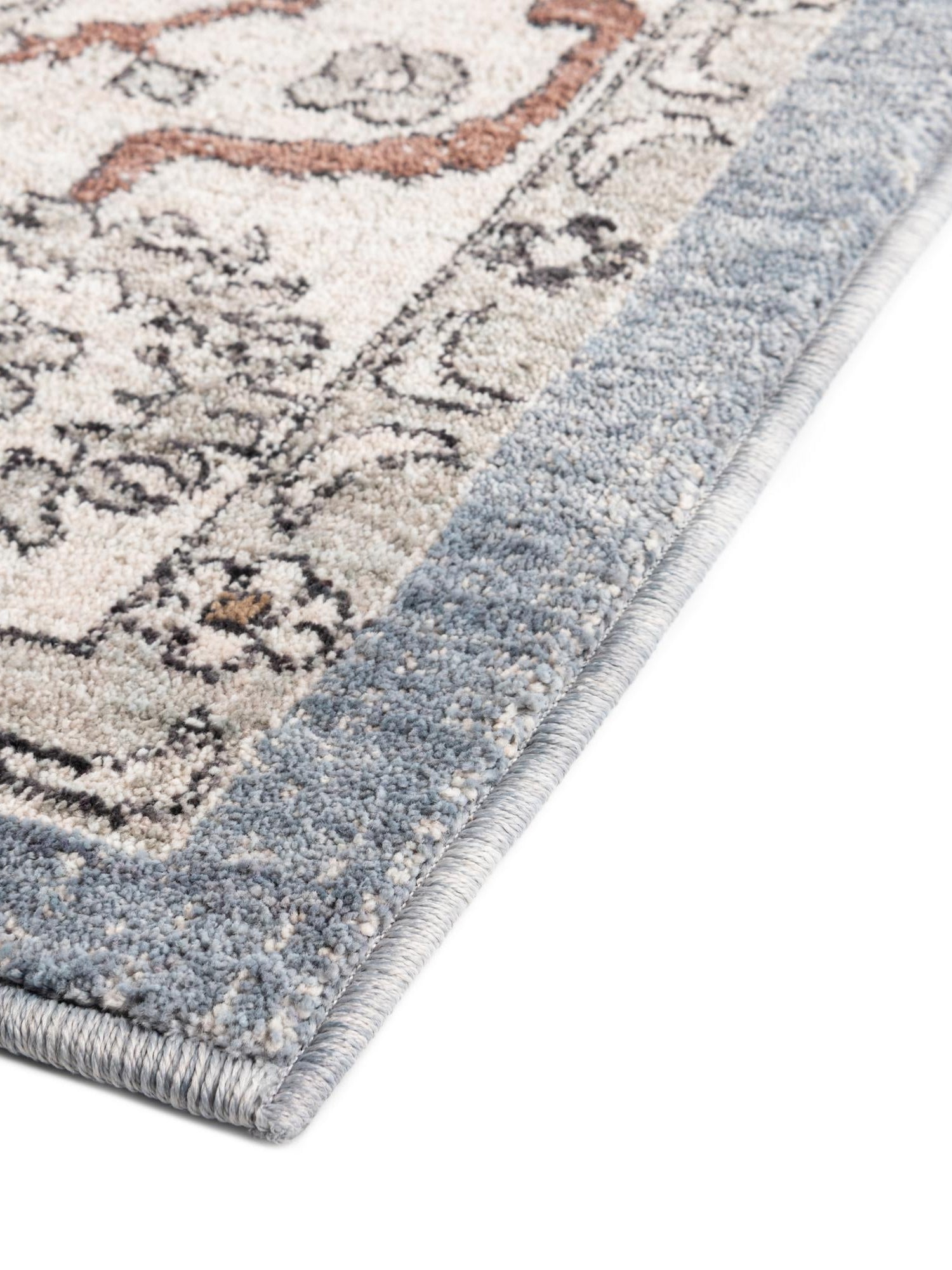 Harbor Blue 2' x 6' Eco Traditional Runner Area Rug 100% Recycled Space Dyed Polyester With Cotton Backing Classic Pattern Carpet for Living, Dining, Office Space for Sale at Rug Engine