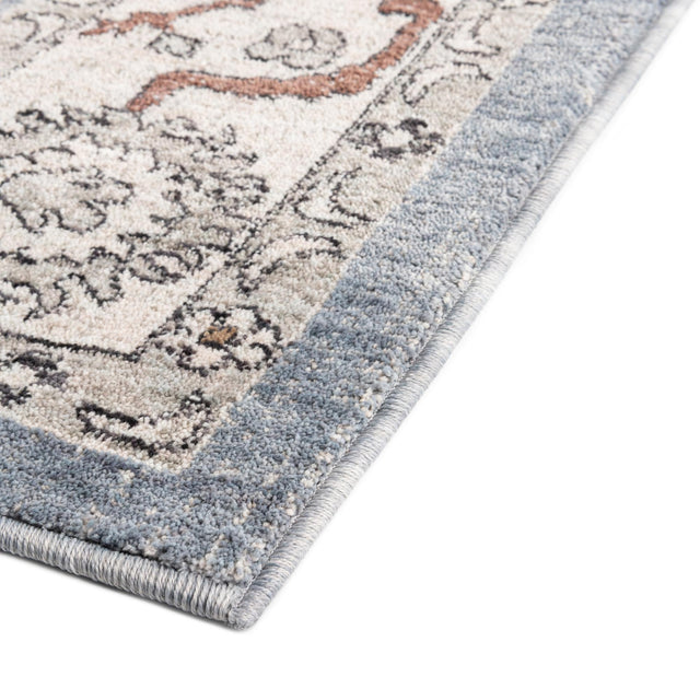 Harbor Blue 2' x 8' Eco Traditional Runner Area Rug 100% Recycled Space Dyed Polyester With Cotton Backing Classic Pattern Carpet for Living, Dining, Office Space for Sale at Rug Engine
