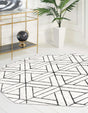 White 5' 3 x 5' 3 Matrix Trellis Octagon Area Rug 100% Polyester Geometric Pattern Modern Carpet for Living, Dining, Bedroom, Office for Sale at Rug Engine
