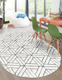 White 5' 3 x 8' Matrix Trellis Oval Area Rug 100% Polyester Geometric Pattern Modern Carpet for Living, Dining, Bedroom, Office for Sale at Rug Engine