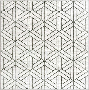 White 7' x 7' Matrix Trellis Square Area Rug 100% Polyester Geometric Pattern Modern Carpet for Living, Dining, Bedroom, Office for Sale at Rug Engine