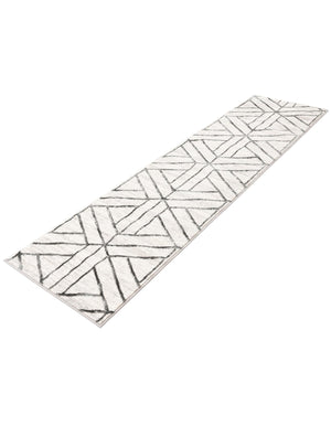 White 2' x 8' Matrix Trellis Runner Area Rug 100% Polyester Geometric Pattern Modern Carpet for Living, Dining, Bedroom, Office for Sale at Rug Engine