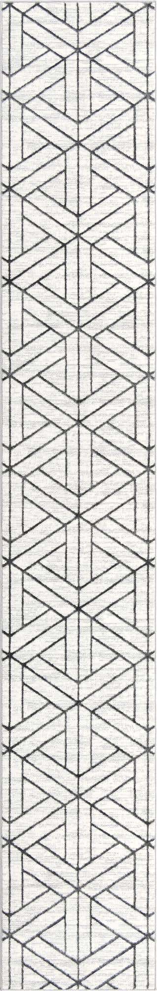 White 2' 7 x 16' 5 Matrix Trellis Runner Area Rug 100% Polyester Geometric Pattern Modern Carpet for Living, Dining, Bedroom, Office for Sale at Rug Engine