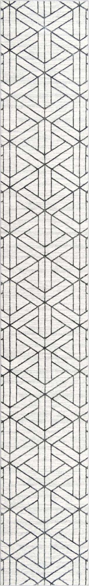 White 2' 11 x 19' 8 Matrix Trellis Runner Area Rug 100% Polyester Geometric Pattern Modern Carpet for Living, Dining, Bedroom, Office for Sale at Rug Engine