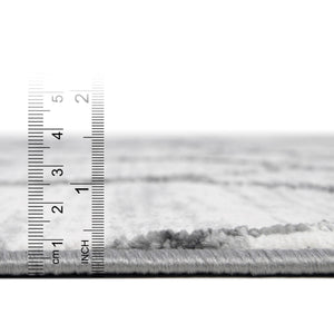White 5' 3 x 5' 3 Matrix Trellis Octagon Area Rug 100% Polyester Geometric Pattern Modern Carpet for Living, Dining, Bedroom, Office for Sale at Rug Engine