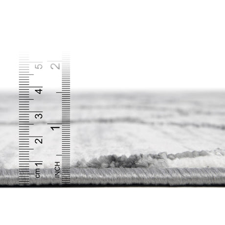 White 5' 3 x 5' 3 Matrix Trellis Octagon Area Rug 100% Polyester Geometric Pattern Modern Carpet for Living, Dining, Bedroom, Office for Sale at Rug Engine