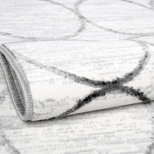 White 5' 3 x 5' 3 Matrix Trellis Octagon Area Rug 100% Polyester Geometric Pattern Modern Carpet for Living, Dining, Bedroom, Office for Sale at Rug Engine