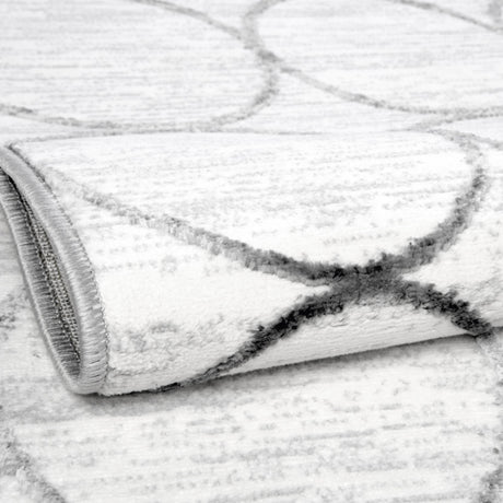 White 5' 3 x 5' 3 Matrix Trellis Octagon Area Rug 100% Polyester Geometric Pattern Modern Carpet for Living, Dining, Bedroom, Office for Sale at Rug Engine