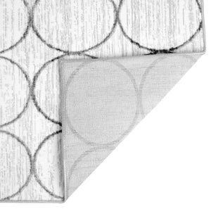 White 5' 3 x 5' 3 Matrix Trellis Octagon Area Rug 100% Polyester Geometric Pattern Modern Carpet for Living, Dining, Bedroom, Office for Sale at Rug Engine