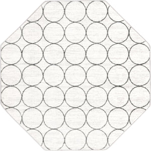 White 5' 3 x 5' 3 Matrix Trellis Octagon Area Rug 100% Polyester Geometric Pattern Modern Carpet for Living, Dining, Bedroom, Office for Sale at Rug Engine