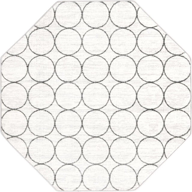 White 5' 3 x 5' 3 Matrix Trellis Octagon Area Rug 100% Polyester Geometric Pattern Modern Carpet for Living, Dining, Bedroom, Office for Sale at Rug Engine