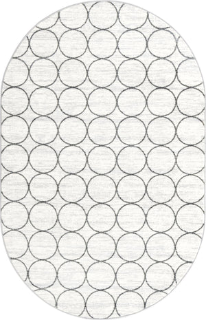White 5' 3 x 8' Matrix Trellis Oval Area Rug 100% Polyester Geometric Pattern Modern Carpet for Living, Dining, Bedroom, Office for Sale at Rug Engine