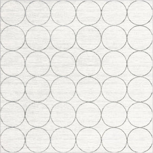 White 7' x 7' Matrix Trellis Square Area Rug 100% Polyester Geometric Pattern Modern Carpet for Living, Dining, Bedroom, Office for Sale at Rug Engine