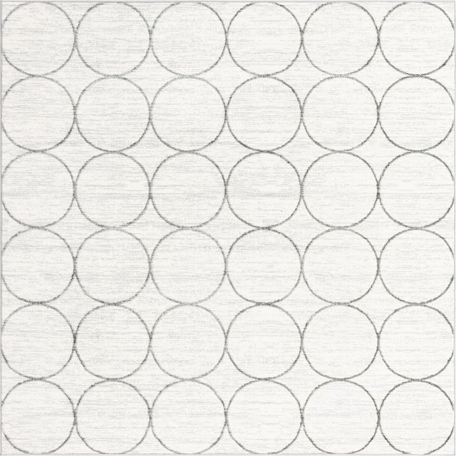 White 7' x 7' Matrix Trellis Square Area Rug 100% Polyester Geometric Pattern Modern Carpet for Living, Dining, Bedroom, Office for Sale at Rug Engine