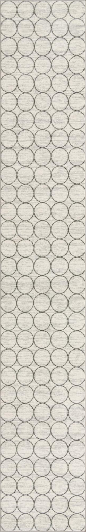 White 2' 7 x 16' 5 Matrix Trellis Runner Area Rug 100% Polyester Geometric Pattern Modern Carpet for Living, Dining, Bedroom, Office for Sale at Rug Engine