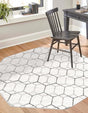 White 5' 3 x 5' 3 Matrix Trellis Octagon Area Rug 100% Polyester Geometric Pattern Modern Carpet for Living, Dining, Bedroom, Office for Sale at Rug Engine