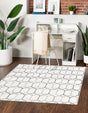 White 5' 3 x 5' 3 Matrix Trellis Square Area Rug 100% Polyester Geometric Pattern Modern Carpet for Living, Dining, Bedroom, Office for Sale at Rug Engine