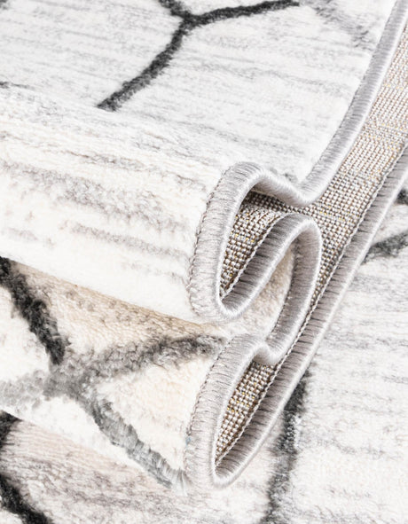 White 7' x 7' Matrix Trellis Square Area Rug 100% Polyester Geometric Pattern Modern Carpet for Living, Dining, Bedroom, Office for Sale at Rug Engine
