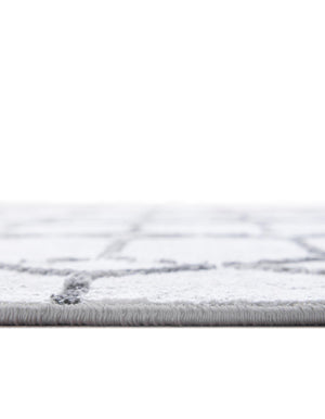White 7' x 7' Matrix Trellis Square Area Rug 100% Polyester Geometric Pattern Modern Carpet for Living, Dining, Bedroom, Office for Sale at Rug Engine