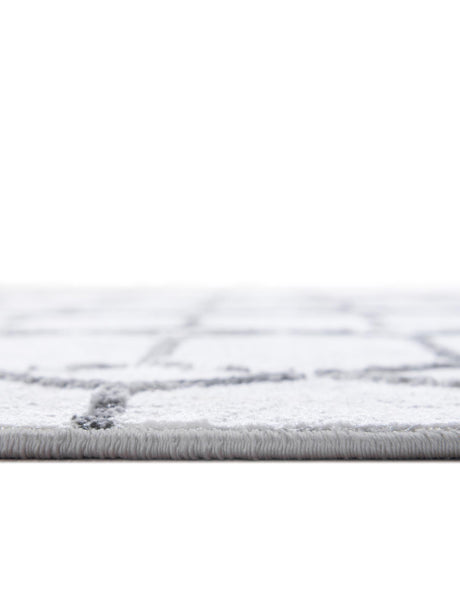 White 7' x 7' Matrix Trellis Square Area Rug 100% Polyester Geometric Pattern Modern Carpet for Living, Dining, Bedroom, Office for Sale at Rug Engine