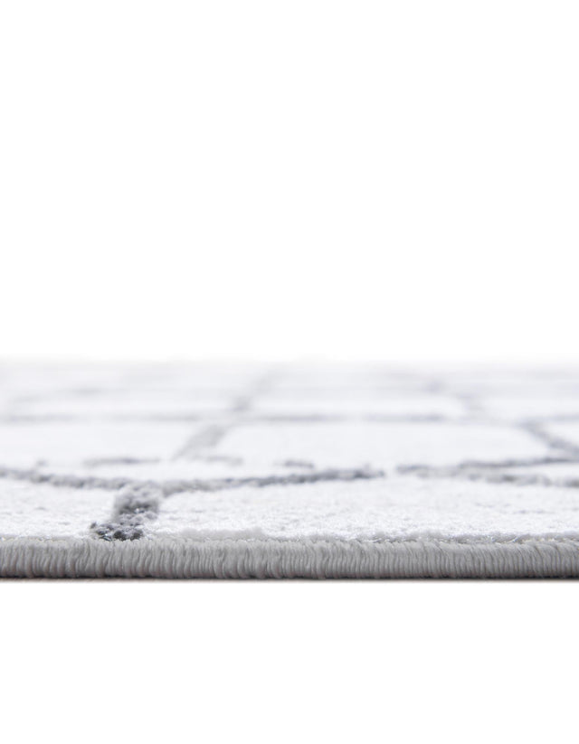 White 7' x 7' Matrix Trellis Square Area Rug 100% Polyester Geometric Pattern Modern Carpet for Living, Dining, Bedroom, Office for Sale at Rug Engine