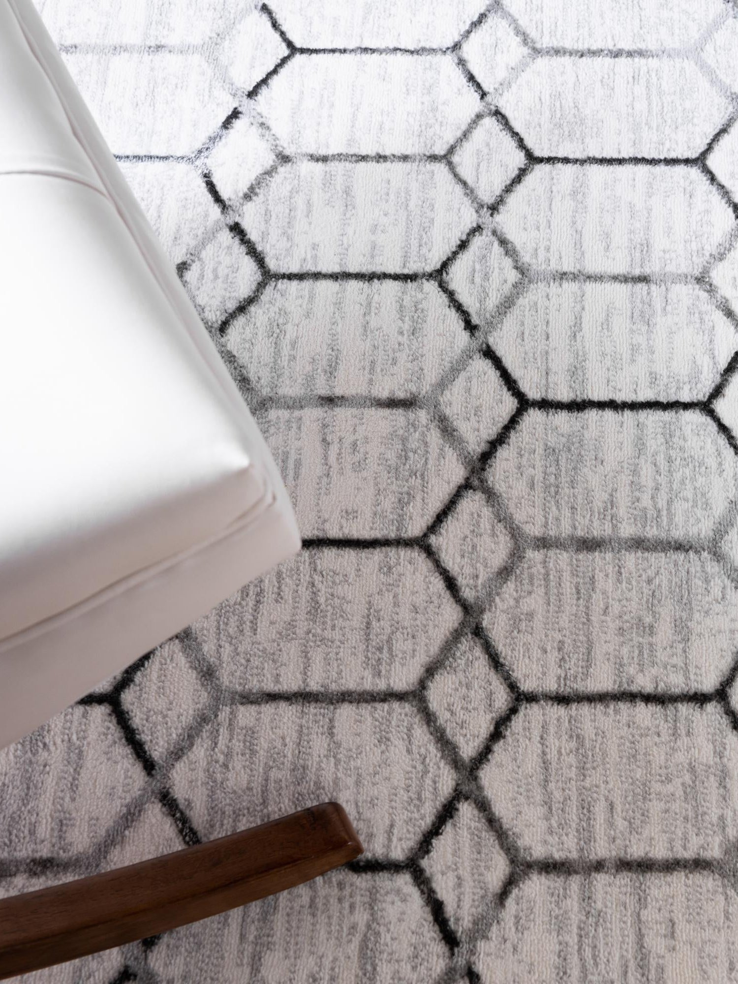 White 5' 3 x 5' 3 Matrix Trellis Square Area Rug 100% Polyester Geometric Pattern Modern Carpet for Living, Dining, Bedroom, Office for Sale at Rug Engine