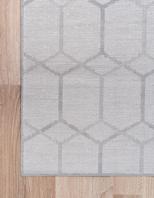 White 7' x 7' Matrix Trellis Square Area Rug 100% Polyester Geometric Pattern Modern Carpet for Living, Dining, Bedroom, Office for Sale at Rug Engine