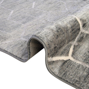 Grey 5' 3 x 5' 3 Matrix Trellis Octagon Area Rug 100% Polyester Geometric Pattern Modern Carpet for Living, Dining, Bedroom, Office for Sale at Rug Engine