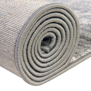 Grey 5' 3 x 5' 3 Matrix Trellis Octagon Area Rug 100% Polyester Geometric Pattern Modern Carpet for Living, Dining, Bedroom, Office for Sale at Rug Engine