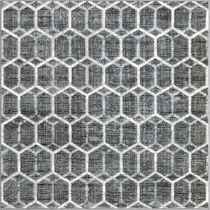 Grey 5' 3 x 5' 3 Matrix Trellis Square Area Rug 100% Polyester Geometric Pattern Modern Carpet for Living, Dining, Bedroom, Office for Sale at Rug Engine