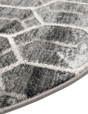 Grey 5' 3 x 8' Matrix Trellis Oval Area Rug 100% Polyester Geometric Pattern Modern Carpet for Living, Dining, Bedroom, Office for Sale at Rug Engine