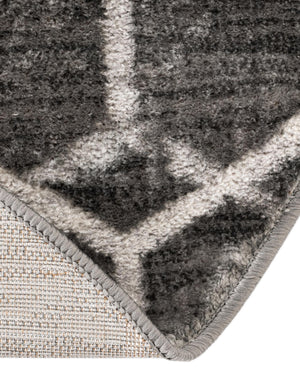 Grey 5' 3 x 8' Matrix Trellis Oval Area Rug 100% Polyester Geometric Pattern Modern Carpet for Living, Dining, Bedroom, Office for Sale at Rug Engine