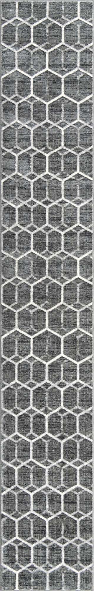 Grey 2' 7 x 16' 5 Matrix Trellis Runner Area Rug 100% Polyester Geometric Pattern Modern Carpet for Living, Dining, Bedroom, Office for Sale at Rug Engine