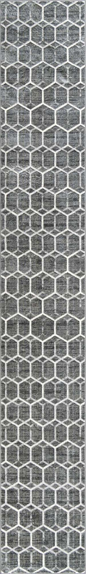 Grey 2' 11 x 19' 8 Matrix Trellis Runner Area Rug 100% Polyester Geometric Pattern Modern Carpet for Living, Dining, Bedroom, Office for Sale at Rug Engine