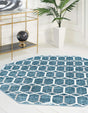 Blue 5' 3 x 5' 3 Matrix Trellis Octagon Area Rug 100% Polyester Geometric Pattern Modern Carpet for Living, Dining, Bedroom, Office for Sale at Rug Engine