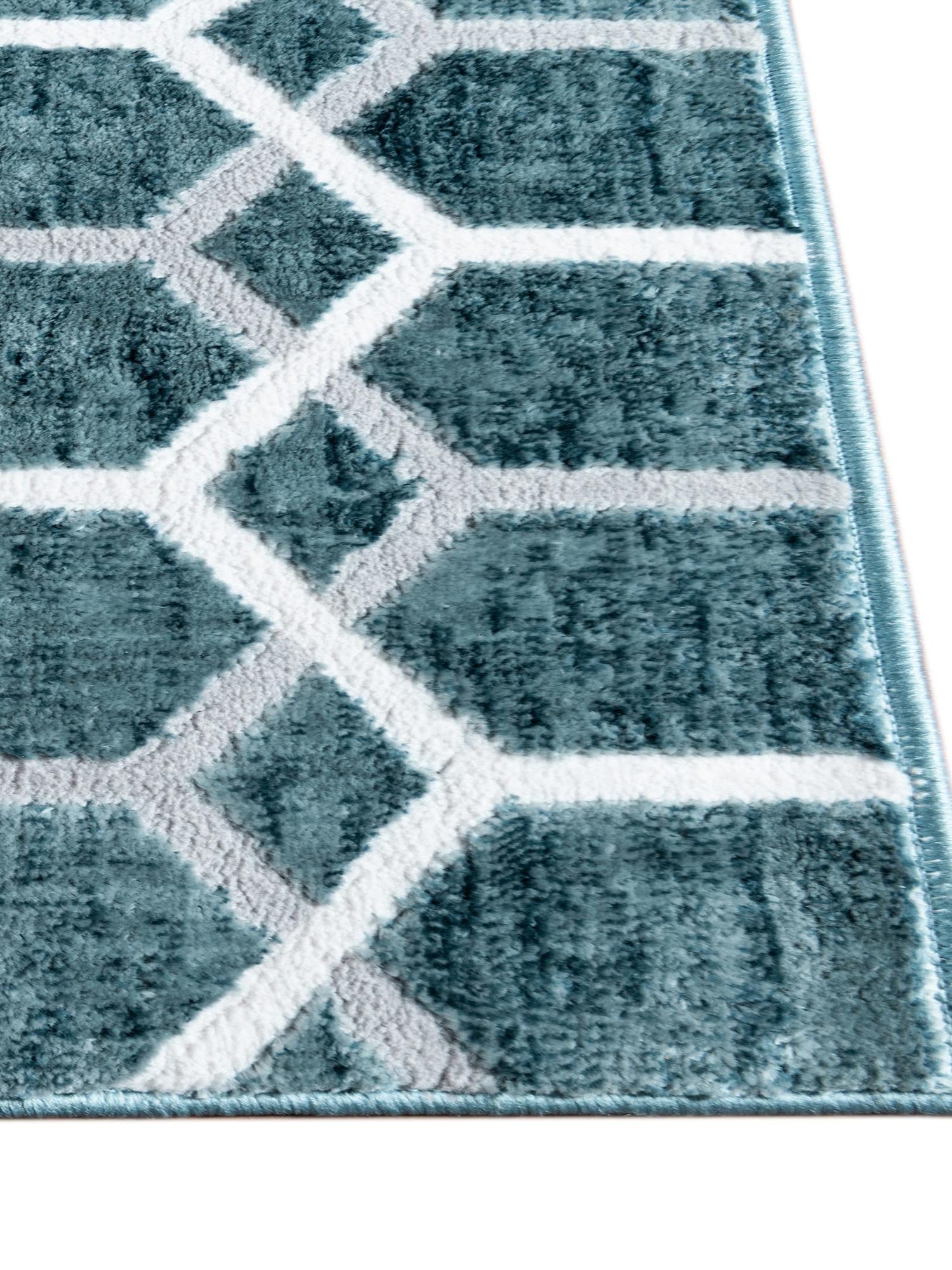 Blue 5' 3 x 5' 3 Matrix Trellis Square Area Rug 100% Polyester Geometric Pattern Modern Carpet for Living, Dining, Bedroom, Office for Sale at Rug Engine